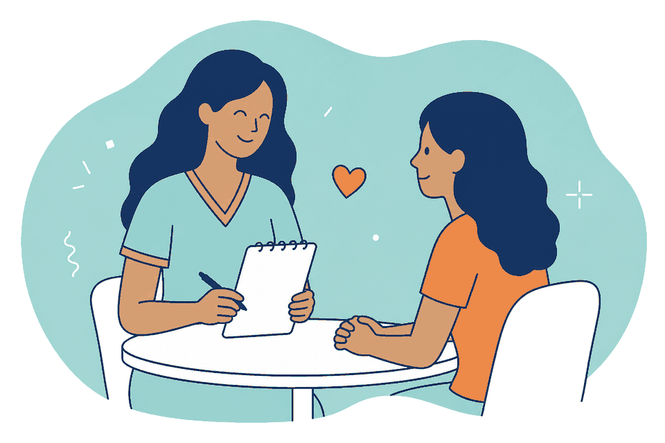 Advisor and customer in a warm personal conversation